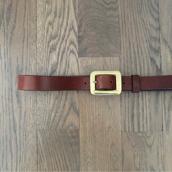 Vintage Eddie Bauer Medium Width Leather Belt Rectangular Brass Buckle Medium main image 8